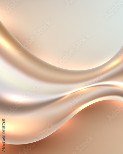 Luxury background abstract design with gold gradient and elegant pattern in champagne and bronze fluid or silky fabric, shimmering light, smooth curves, and flowing waves for modern digital art
