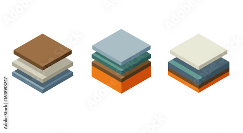 Isometric geometric layers in modern minimalist design