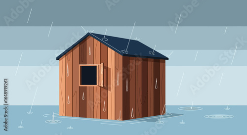 Cabin In The Pouring Rain Protection From The Elements Withstanding Storms