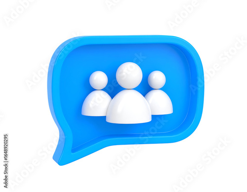 Group chat icon 3d isolated on transparent background