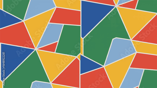 Vibrant Geometric Mosaic Tile Pattern Seamless Background with Bold Primary Colors and Minimalist Design Perfect for Modern Art and Creative Digital Projects