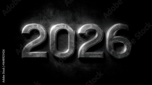 Metallic 2026 on a Dark Background