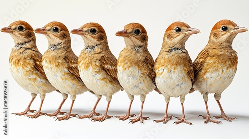 flock of birds isolated on white background, with clipping path, 