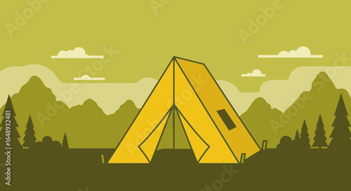 Camping Adventure With A Tent in a Beautiful Mountain Landscape
