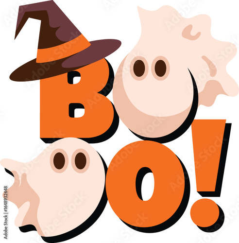 Spooky Halloween "Boo!" graphic design for decorations.
