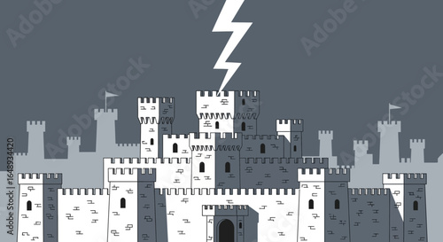 Castle Under Attack Graphic Depicts Turrets Hit By Dramatic Lightning Bolt