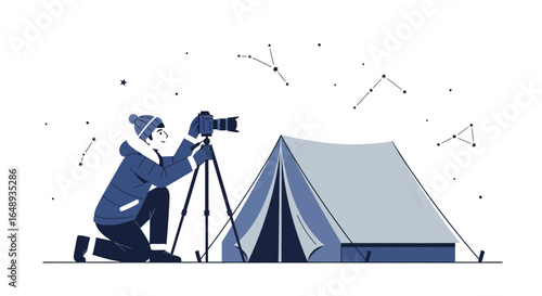Capturing Celestial Wonders: Nighttime Photography Near Camping Tent Under Stars