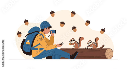 Capturing Forest Friends A Photographer And Chipmunks With Falling Acorns