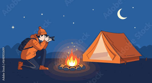 Capturing The Night A Photographer's Campfire Adventure Underneath A Starry Sky