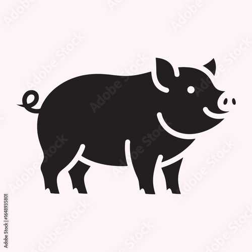 Black and White Silhouette of a Pig Standing