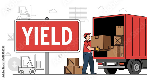 Cargo Yield Concept Of Manpower Delivering Goods To Storage Truck Warehouse