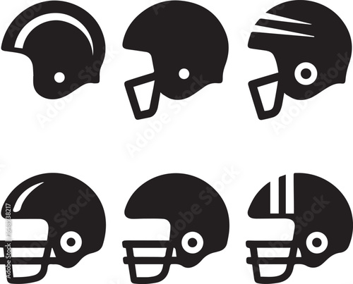 different football helmet silhouette vector set