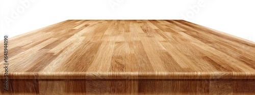 Close-up view of a light brown wooden countertop.  The wood grain is clearly visible in horizontal planks.  The edge of the countertop is slightly beveled