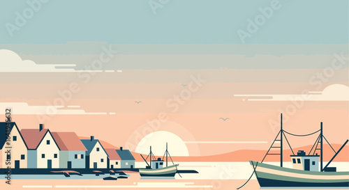 Coastal Tranquility Evening Serenity Captures the Essence of a Seaside Town