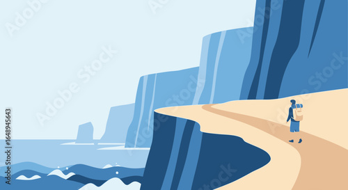 Coastal Trekking Adventure On The Edge With Ocean Views And Sheer Cliffs