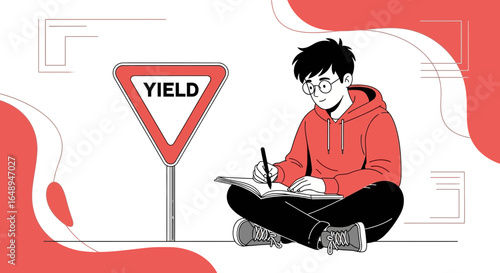 Complying With Regulations Learning Process About Road Safety Yield Sign Student