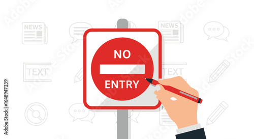 Conceptual Depiction Of Restriction On Social Media Channels And Digital Communication