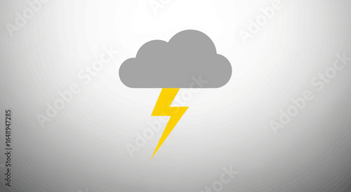 Conceptual Gray Cloud And Yellow Lightning Bolt Weather Element Icon Isolated