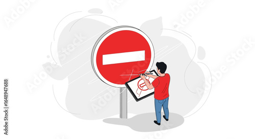 Conceptual Prohibition Illustration Demonstrating The Rejection Of Harmful Habits
