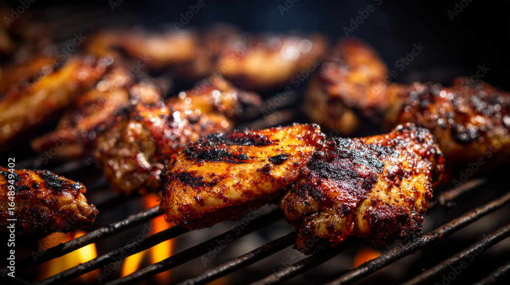 grill chicken wings close up grill chicken wings close up