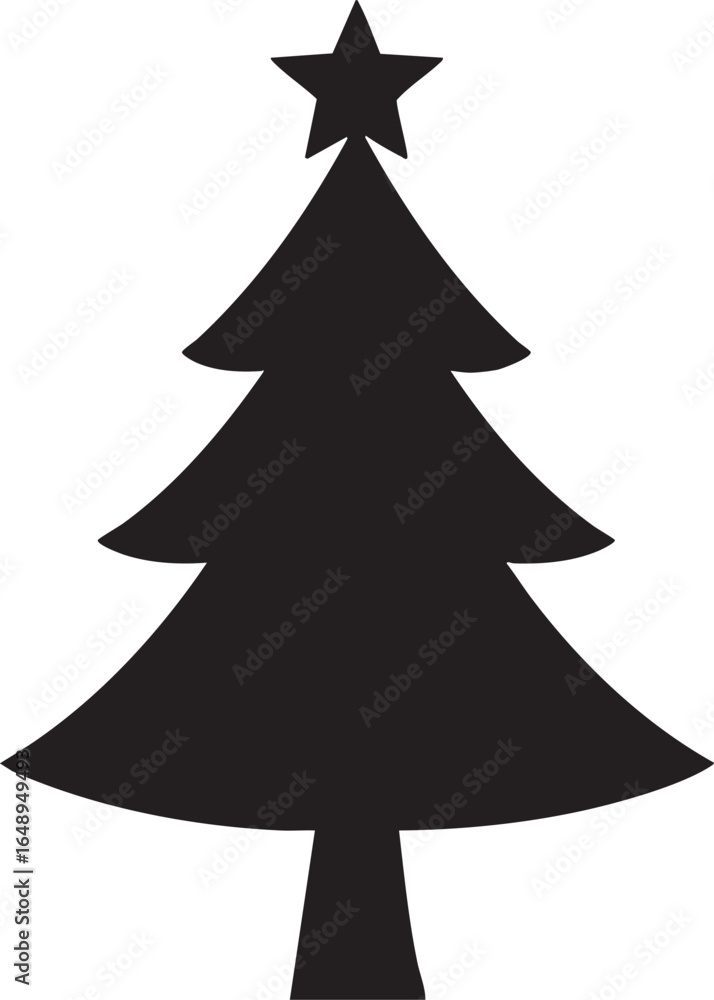 Fototapeta premium Abstract Christmas tree vector silhouette isolated on white with a star for a holiday celebration card design