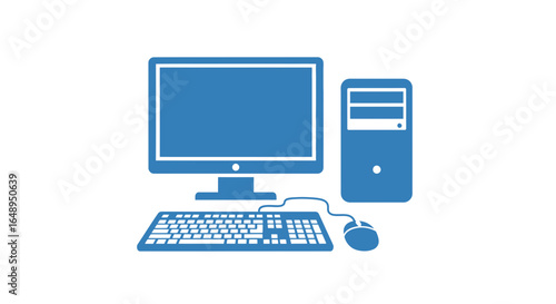 Blue desktop computer setup icon