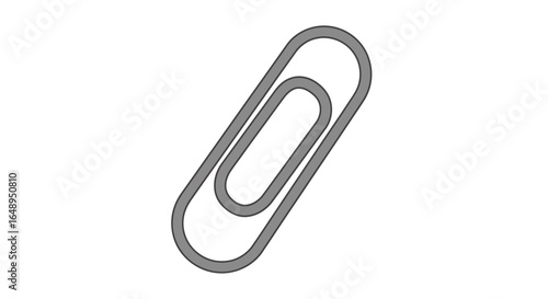 Gray paperclip on white background
