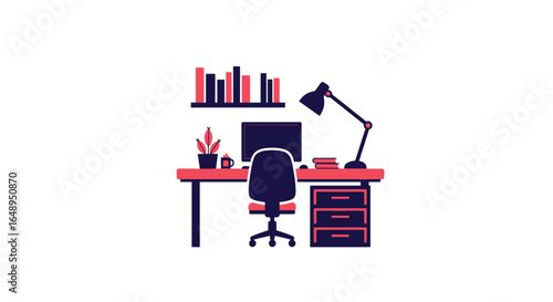 Illustration of a home office desk