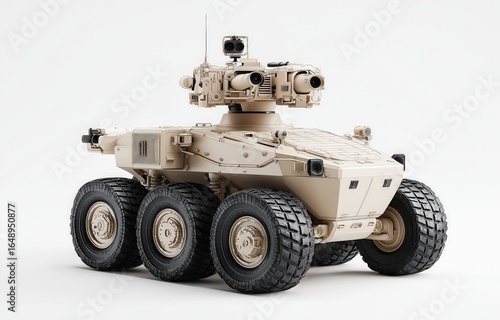 Military UGV concept. Robotic vehicle with advanced surveillance features.