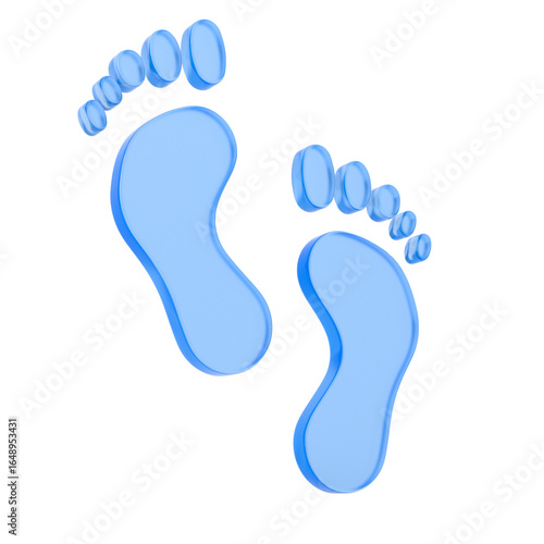 Blue footprint on white bac...