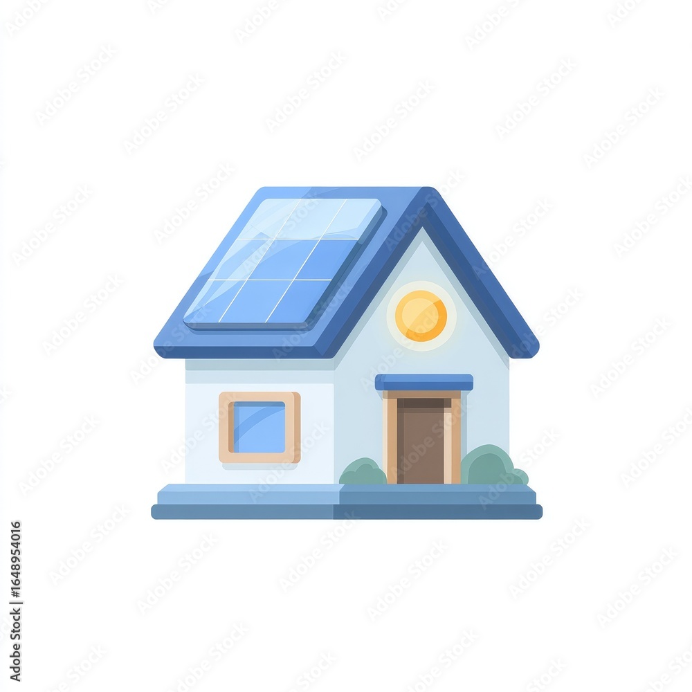 Fototapeta premium Simple illustration of a house with solar panels
