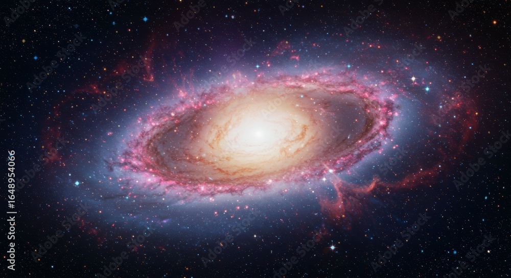 Naklejka premium Cosmic dance of galaxies outer space astronomical image celestial environment wide angle view universe exploration