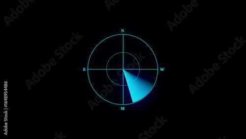 Blue Radar Screen With Sector Sweep sonar display