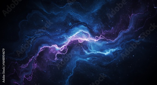 Ethereal cosmic background displaying a vibrant rift of blue and purple energy in the vastness of space.