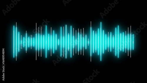 Cyan Neon Sound Waveform on Black Background audio visualization