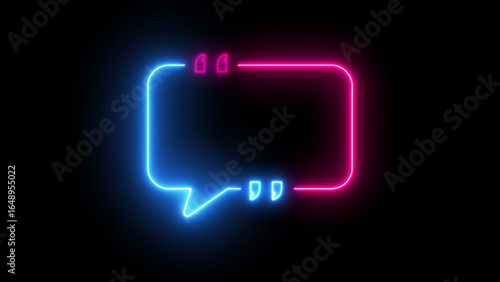 Dual Tone Neon Speech Bubble Frame on Black quote quotation