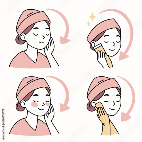 Woman applying skincare product face routine