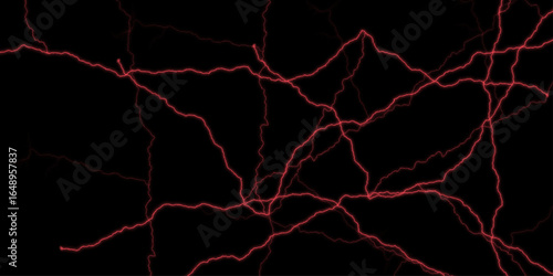 Massive lightning bolt with branches isolated on black background. Lightning flash on black background. Natural phenomenon, light bolt. thunder lighting on black sky. 3d illustration,