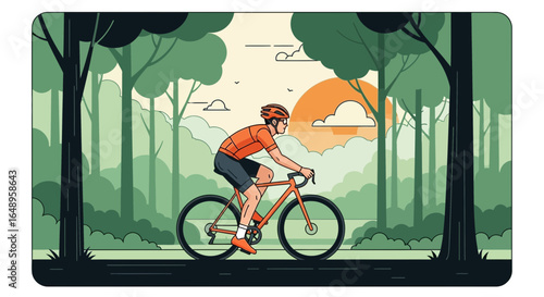 Cyclist Enjoying Fresh Air And Exercise During Cycling In Natural Environment