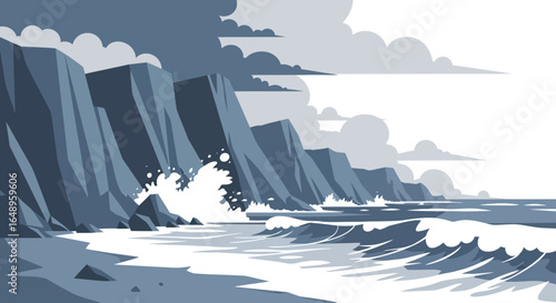 Dramatic Cliffs And Crashing Waves Creating Rugged Coastal Scenery