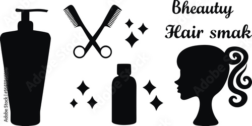 Vector illustration of silhouettes of saloon items