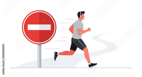 Defying Limitations Pursuing Personal Goals Through Exercise Ignoring Restrictions Sign