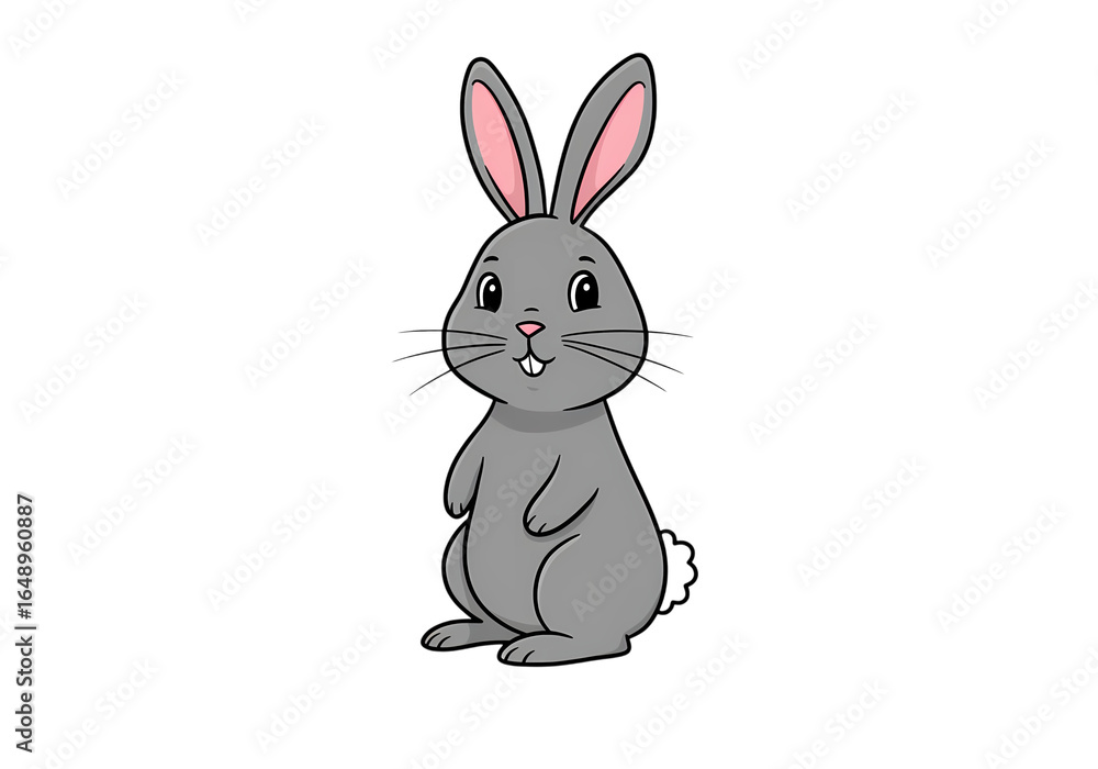 Grey Rabbit Illustration Cute Bunny Sitting on transparent background Grey Rabbit Illustration Cute Bunny Sitting on transparent background