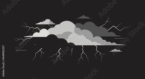 Dramatic Storm Illustration Featuring Clouds And Lightning For Digital Designs