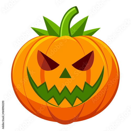 Spooky jack o lantern with a wicked grin and glowing eyes for halloween