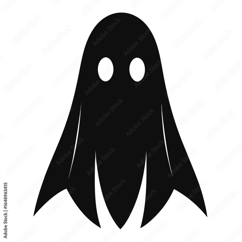Simple black ghost icon with white eyes on white background Simple black ghost icon with white eyes on white background