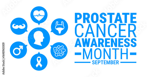 prostate cancer awareness month background, banner, card or poster design template is observed every year during September, to raise awareness about the mission. Vector illustration.