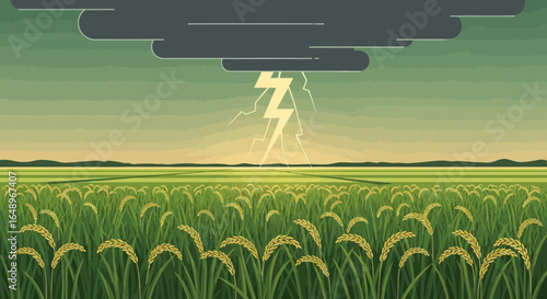 Dramatic Tempest Over Rural Expanses Illustrating The Power Of Nature