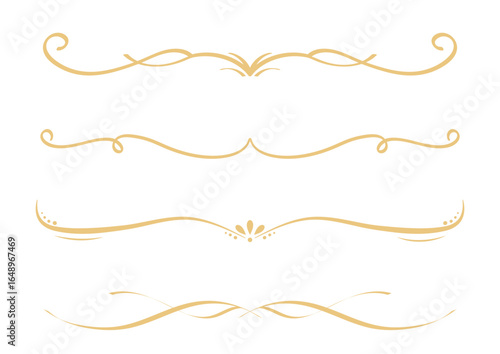 Set of Vintage decorative golden lines. text dividers. Gold line border. Lines separators, Borders, Vintage dividers, Underline elements. Vector illustration