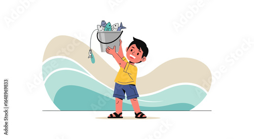 Excited Youngster Displays Catch Of The Day With Pride And Enthusiasm